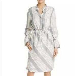 Donna Karan drawstring waist beige and navy dress